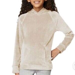 3/$20🌟 32 Degrees Heat Girls Cream Velour Pullover Hoodie Size Medium 8/10
